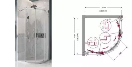 Душевой угол-ограждение «Belbagno» MARINO-R-2-90-C-Cr 90/90 четверть круга без поддона