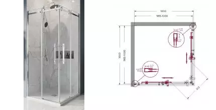 Душевой угол-ограждение «Belbagno» MARINO-A-2-100-C-CR 100/100 прозрачный/хром квадратный без поддона