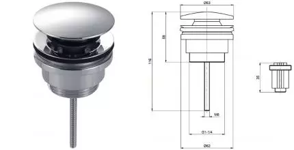 Донный клапан для раковины «AQUAme» AQM7003CR с механизмом Клик-Клак хром