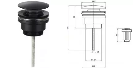 Донный клапан для раковины «AQUAme» AQM7003MB с механизмом Клик-Клак чёрный матовый