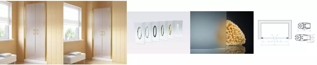 Душевая дверь «Vegas Glass» E2P Lux 110/199,5 сатин/глянцевое золото универсальная