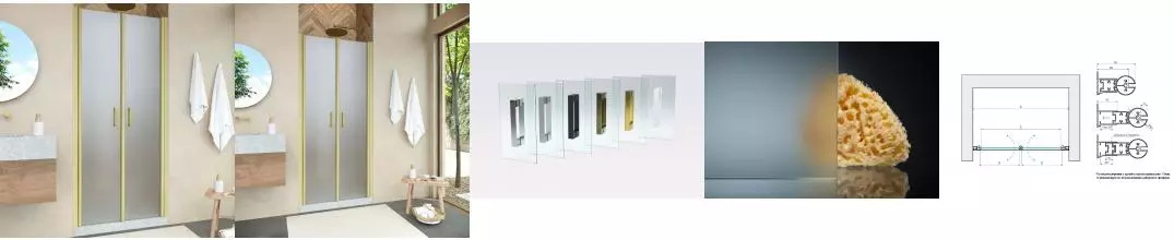 Душевая дверь «Vegas Glass» E2P Novo 70/200 сатин/брашированное золото универсальная