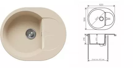 Мойка для кухни «Polygran» Atol-620 62/50 855533 искусственный камень №328 Опал