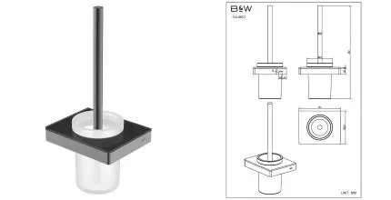 Ёршик для унитаза «Black & White» Gravity GA-9607GM на стену оружейная сталь