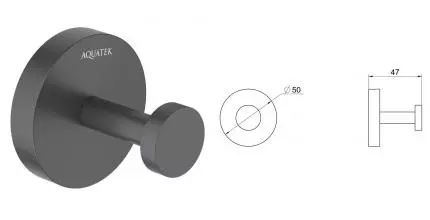 Крючок «Акватек» Бетта AQ4601MB на стену чёрный матовый