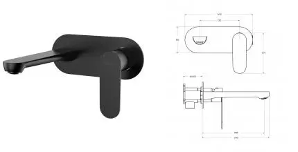 Смеситель для раковины «Cezares» STYLUS-BLI1-NOP-W0 чёрный матовый