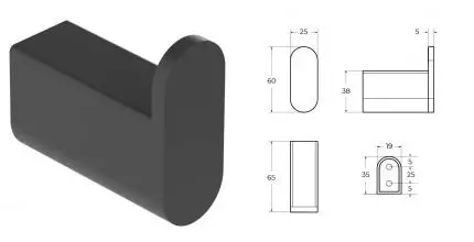 Крючок «Cezares» STYLUS-HK-NOP на стену чёрный матовый