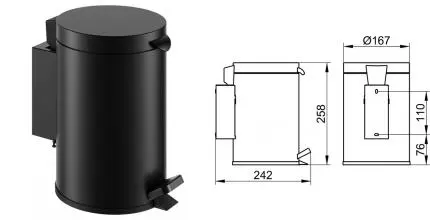 Мусорное ведро с педалью «Keuco» Plan 14977370000 3 л чёрное матовое