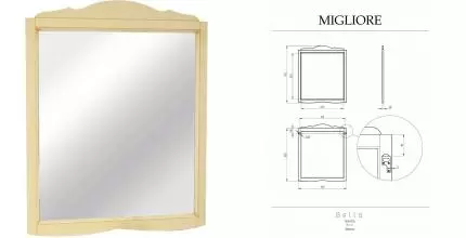 BELLA Зеркало прямоугольное 96xH114x3 см, цвет: DECAPE SABBIA 25951 · Migliore, 25951