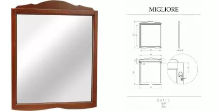 BELLA Зеркало прямоугольное 96xH114x3 см, цвет: NOCE 25952 · Migliore, 25952