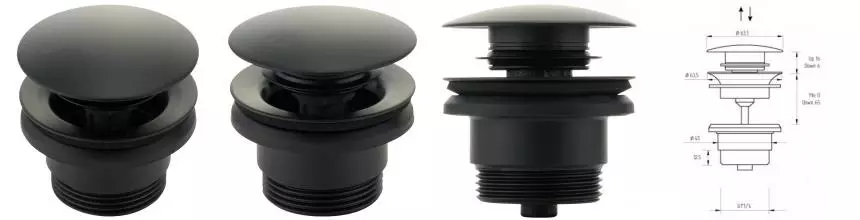 Донный клапан для раковины «Migliore» Ricambi 30848 с механизмом Клик-Клак чёрный