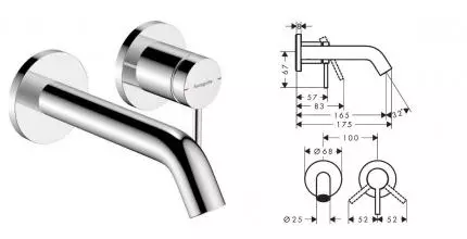 Внешняя часть смесителя «Hansgrohe» Tecturis S 73350000 хром