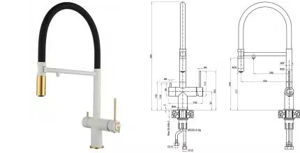 Смеситель для кухни с подключением к фильтру «Rivelato» Adria 1523517 brina/oro