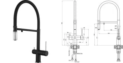 Смеситель для кухни с подключением к фильтру «Rivelato» Adria 1523517 nero/cromo