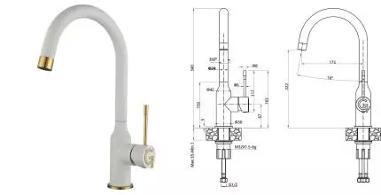 Смеситель для кухонной мойки «Rivelato» Garda 1923502 brina/oro