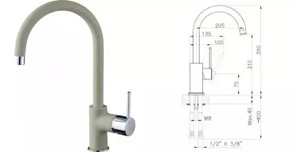 Смеситель для кухонной мойки «Rivelato» Orta 9021203 topazio/cromo