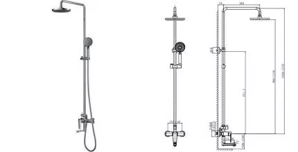 51-310-crm ATLANTIC комплект для ванны-смеситель с колонной, тропич/ручн.душ (хром) · Atlantic, Caprigo, 51-310-crm