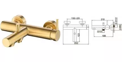 Смеситель для ванны «Caprigo» Don 53-011-BRG матовое золото