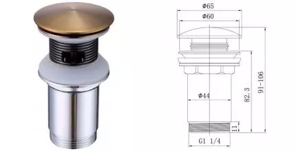 Донный клапан для раковины «Caprigo» Parts 99-534-VOT с механизмом Клик-Клак бронза