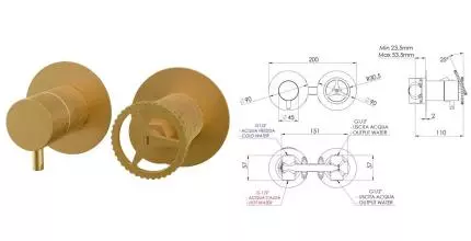 Смеситель для душа «Remer» Chrono CH92ZPBG брашированное золото