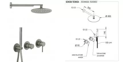 Душевая система «Remer» X-style X96S02OXV сталь