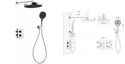 Душевая система «ESKO» Thermostat 6in1 TH с термостатом хром