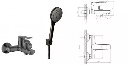 Смеситель для ванны «ESKO» Lagos Gun Metal LG54GM оружейная сталь