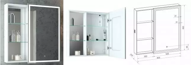 Зеркальный шкаф «Bellezza» Марта 80 с подсветкой белый правый