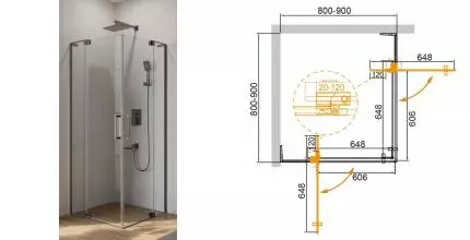 Душевой угол-ограждение «Cezares» SLIDER-A-2-80/90-C-GM 90/90 прозрачный/оружейная сталь квадратный без поддона