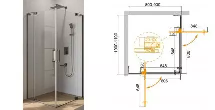 Душевой угол-ограждение «Cezares» SLIDER-AH-2-80/90-100/110-C-GM 90/110 прозрачный/оружейная сталь прямоугольный без поддона