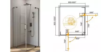 Душевой угол-ограждение «Cezares» SLIDER-AH-2-80/90-90/100-C-GM 90/100 прозрачный/оружейная сталь прямоугольный без поддона