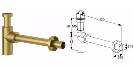 Сифон для раковины «Kludi» 10020N0-00 брашированное золото