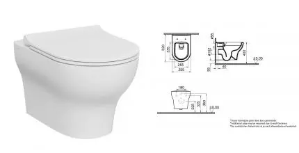 Подвесной унитаз безободковый «Vitra» Zentrum Round 7786B003-0075 (801-003-019) белый с сиденьем дюропласт с микролифтом белое