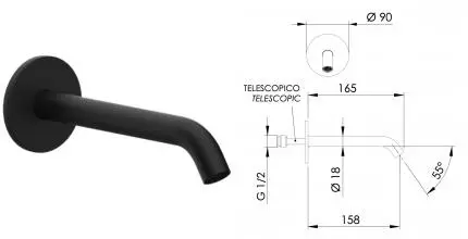 Излив к смесителю «Daniel» Tokyo TK4704B15 15,8 чёрный матовый