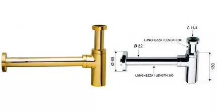 Сифон для раковины «Daniel» A750114DP брашированное золото