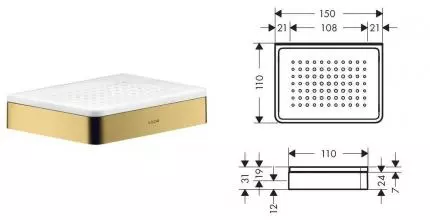 Мыльница «Axor» Universal Softsquare 42803990 на стол полированное золото