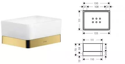 Полка в ванну «Axor» Universal Softsquare 42802990 на стену полированное золото