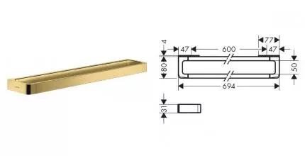 Полотенцедержатель «Axor» Universal Softsquare 42832990 на стену полированное золото