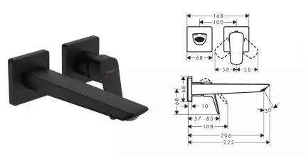 Внешняя часть смесителя «Hansgrohe» Logis 71256670 22,2 чёрная матовая