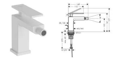 Смеситель для биде «Hansgrohe» Tecturis E 73200700 с донным клапаном белый матовый