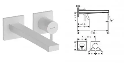 Внешняя часть смесителя «Hansgrohe» Tecturis E 73051700 23 белая матовая