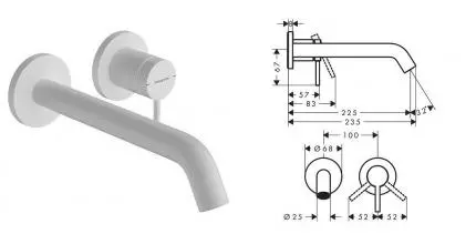 Внешняя часть смесителя «Hansgrohe» Tecturis S 73351700 23,5 белая матовая