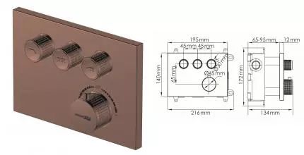 Смеситель для душа «WasserKRAFT» Asphe 7758 Thermo с термостатом розовое золото