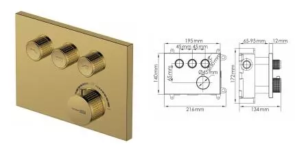 Смеситель для душа «WasserKRAFT» Sauer 7158 Thermo с термостатом золото