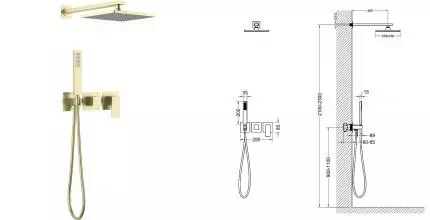 Душевая система «Timo» Selene SX-2169/17SM матовое золото