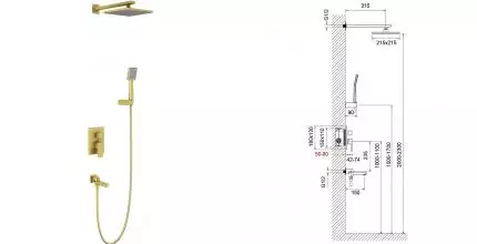 Душевая система «Timo» Selene SX-3069/17SM матовое золото