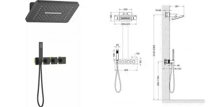 Душевая система «Timo» Petruma SX-5249/03SM с термостатом чёрная матовая