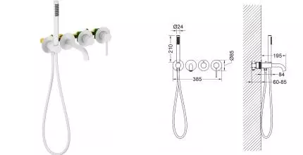 Смеситель для ванны «Timo» Saona 2314/16YSM белый матовый