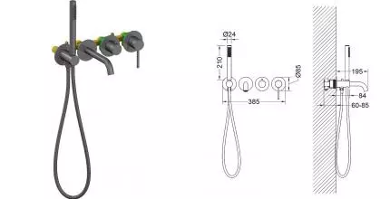 Смеситель для ванны «Timo» Saona 2314/18YSM чёрное золото