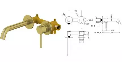 Смеситель для раковины «Timo» Saona 2372/17SM матовое золото